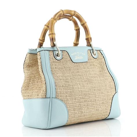 gucci bamboo shopper straw tote|More.